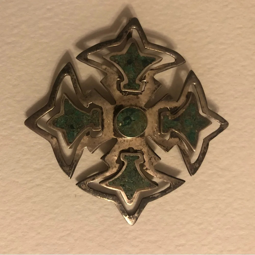 Vintage Mexican Miguel Melendez Sterling Sliver Canterbury Pendant Pin Brooch